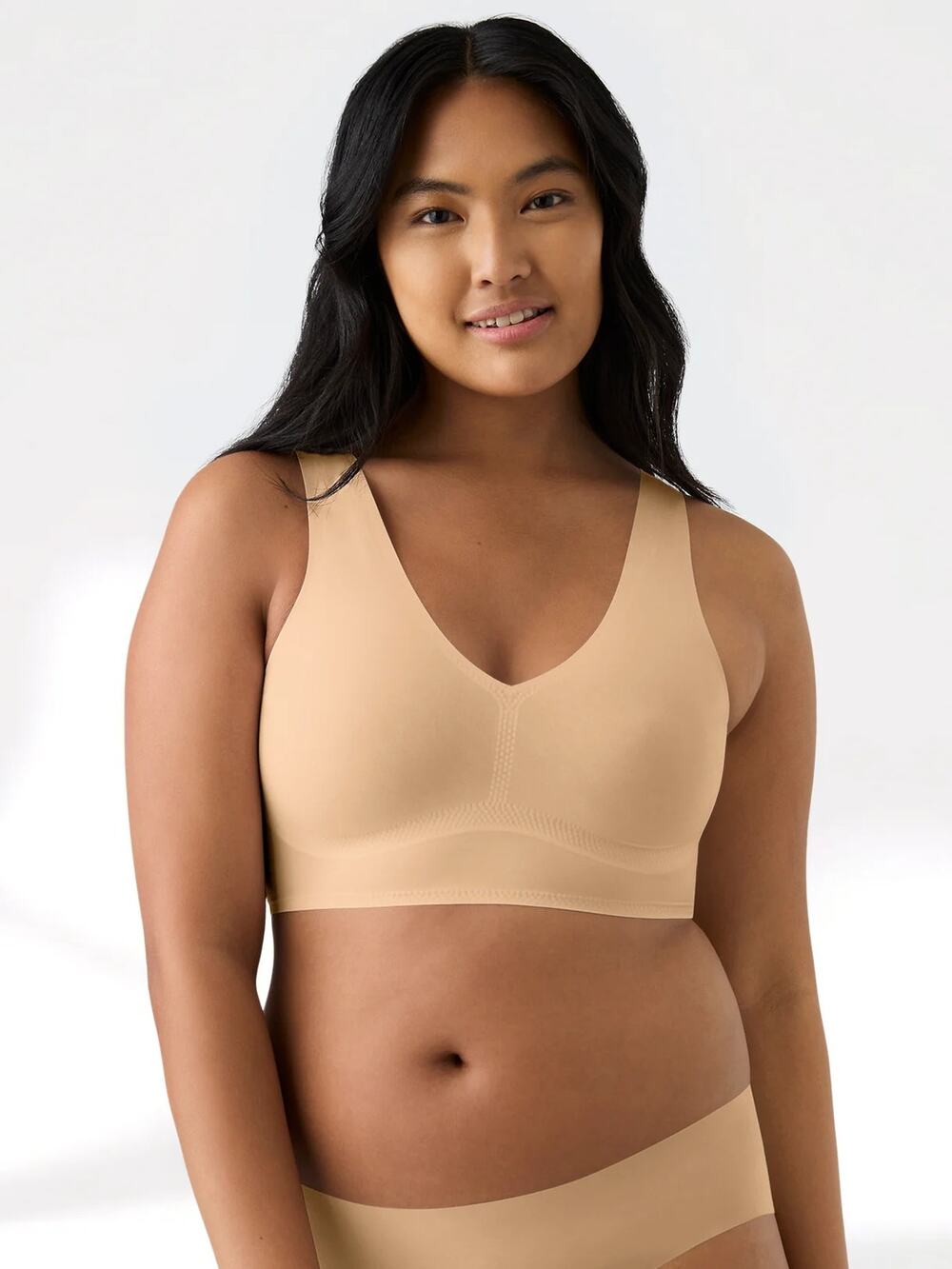 True Women's Large True Body V-Neck Push Up Wirefree Beige T-Shirt Bra N13-30